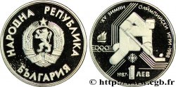 BULGARIE 1 Lev Jeux Olympiques d’Hiver 1988 : emblème / joueur de hockey 1987 Sofia