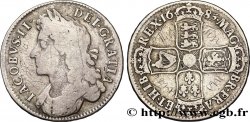ROYAUME-UNI 1/2 Crown Jacques II / armes tranche type PRIMO 1685