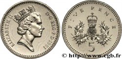 VEREINIGTEN KÖNIGREICH 5 Pence Elisabeth II / chardon couronné 1991