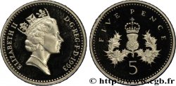 REINO UNIDO 5 Pence Proof Elisabeth II / chardon couronné 1993