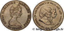 ÎLES FALKLAND 50 Pence Élisabeth II - mariage de Charles et Diana 1981