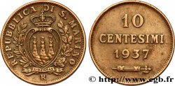 SAN MARINO 10 Centesimi écu aux trois tours 1937 Rome - R