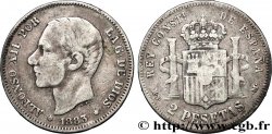 SPANIEN 2 Pesetas Alphonse XII / emblème couronné (1883) 1883