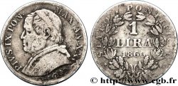 VATICAN ET ÉTATS PONTIFICAUX 1 Lire Pie IX type grand buste an XXI 1866 Rome TB
