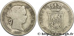 SPAGNA 40 Centimos Isabelle II / écu couronné 1867 Madrid