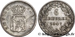 ALLEMAGNE - BAVIÈRE 6 Kreuzer écu bavarois 1847 Munich
