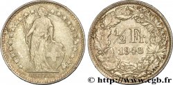 SUISSE 1/2 Franc Helvetia 1948 Berne