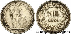 SWITZERLAND 1/2 Franc Helvetia 1950 Berne XF