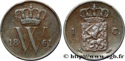 NETHERLANDS 1 Cent emblème monogramme de Guillaume III 1861 Utrecht