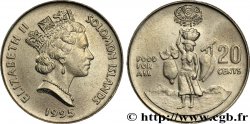 SOLOMON-INSELN 20 Cents FAO Elisabeth II / femme portant un panier sur la tête 1995