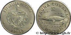 CUBA 1 Peso armes / série Faune Cubaine / manjuani (poisson crocodile) 1981 La Havane