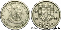 PORTUGAL 2 1/2 Escudos emblème / voilier 1970