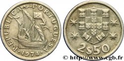 PORTUGAL 2 1/2 Escudos emblème / voilier 1974