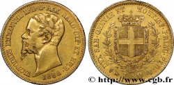 ITALIA - REINO DE CERDEÑA 20 Lire or Victor-Emmanuel roi de Sardaigne / écu de Savoie 1858 Gênes