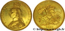 ROYAUME-UNI 5 Livres (Five pounds), Victoria Jubilee head / St Georges terrassant le dragon 1887 Londres