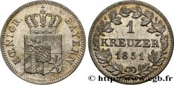 ALEMANIA - BAVIERA 1 Kreuzer armes couronnées de Bavière 1851 