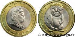 ÎLES COOK  1 Dollar Elisabeth II / Statue Tagoroa de face 2010 