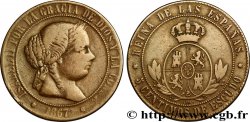 ESPAGNE 5 Centimos de Escudo Isabelle II / écu couronné 1867 Oeschger Mesdach & CO