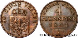 GERMANY - PRUSSIA 4 Pfenninge Royaume de Prusse écu à l’aigle 1864 Berlin