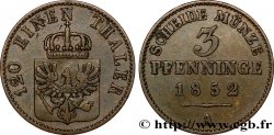 ALEMANIA - PRUSIA 3 Pfenninge Royaume de Prusse écu à l’aigle 1852 Berlin