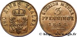 GERMANY - PRUSSIA 3 Pfenninge Royaume de Prusse écu à l’aigle 1856 Berlin