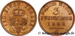 ALEMANIA - PRUSIA 3 Pfenninge Royaume de Prusse écu à l’aigle 1868 Francfort