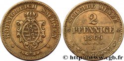 ALEMANIA - SAJONIA 2 Pfennige Royaume de Saxe, blason 1869 Dresde