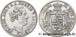 GERMANIA - SASSONIA 1/6 Thaler Royaume de Saxe Frédéric Auguste II / blason 1851 Dresde
