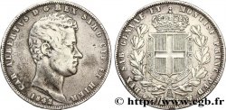 ITALIE - ROYAUME DE SARDAIGNE 5 Lire Charles Albert, roi de Sardaigne 1842 Gênes