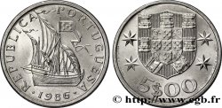PORTUGAL 5 Escudos voilier / emblème 1986