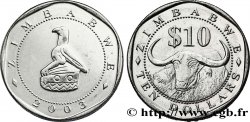 ZIMBABWE 10 Dollars emblème à l’aigle / buffle d’eau 2003