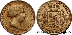 ESPAGNE 25 Centimos de Real (Cuartillo) Isabelle II / écu couronné 1861 Ségovie