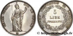 ITALY - LOMBARDY 5 Lire Gouvernement provisoire de Lombardie 1848 Milan
