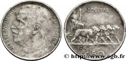 ITALIE 50 Centesimi  Victor Emmanuel III en uniforme / allégorie de l’Italie et 4 lions 1924 Rome - R