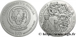 RWANDA 50 Francs (1 once) emblème / léopards et carte de l’Afrique 2013 