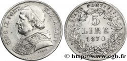 VATICAN ET ÉTATS PONTIFICAUX 5 Lire Pie IX an XXIV 1870 Rome