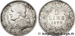VATICAN ET ÉTATS PONTIFICAUX 5 Lire Pie IX an XXV 1870 Rome
