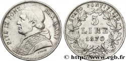 VATICAN ET ÉTATS PONTIFICAUX 5 Lire Pie IX an XXV 1870 Rome