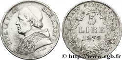 VATICAN ET ÉTATS PONTIFICAUX 5 Lire Pie IX an XXV 1870 Rome