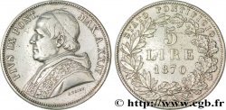 VATICAN ET ÉTATS PONTIFICAUX 5 Lire Pie IX an XXIV 1870 Rome