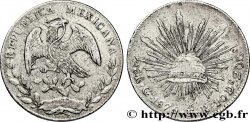 MEXICO 8 Reales Aigle / bonnet phrygien sur soleil surfrappe 1875/6 1875 Guanajuato - G°