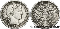 ÉTATS-UNIS D AMÉRIQUE 1/4 Dollar Barber 1914 Philadelphie