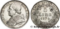VATICAN ET ÉTATS PONTIFICAUX 5 Lire Pie IX an XXV 1870 Rome
