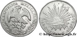 MEXIQUE 8 Reales Aigle / bonnet phrygien sur soleil 1876 Guadalajara