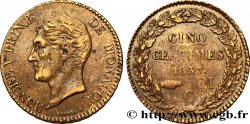 MONACO 5 Centimes Honoré V petite tête en cuivre jaune 1837 Monaco