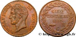 MONACO 5 Centimes Honoré V petite tête en cuivre rouge 1837 Monaco