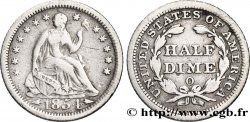 ÉTATS-UNIS D AMÉRIQUE 1/2 Dime (5 Cents) Liberté assise variété avec draperie 1854 Nouvelle-Orléans - O