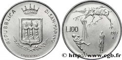 SAINT-MARIN 100 Lire emblème aux 3 tours / allégorie de la menace atomique 1983