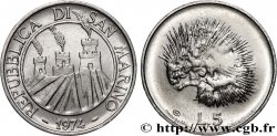 SAINT-MARIN 5 Lire 3 tours / hérisson 1974 Rome - R