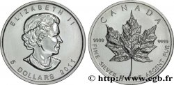 CANADA 5 Dollars (1 once) Proof feuille d’érable / Elisabeth II 2011